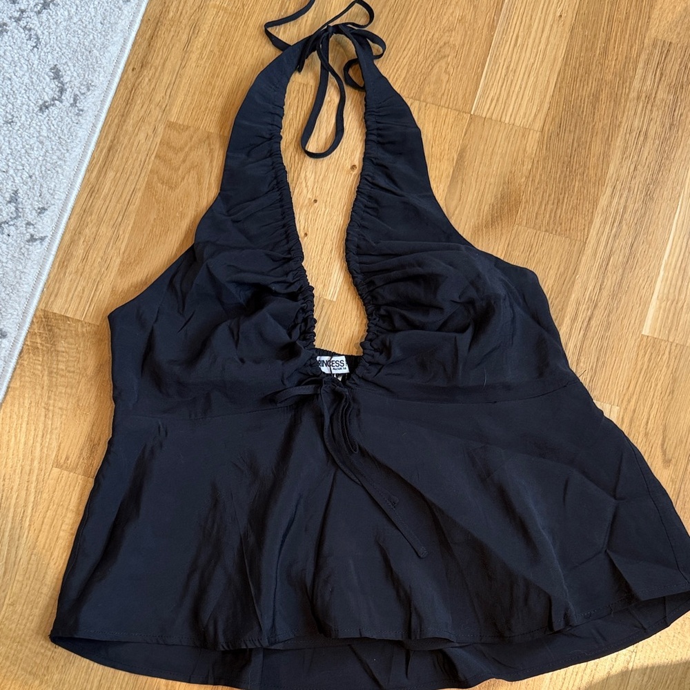 NWT Princess Polly Black Halter Smocked Skirt